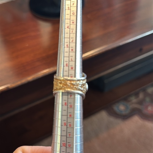 Grey Moonstone w small side sapphires Ring with Gold Plate Coloring - Picture 5 of 7